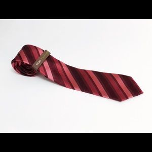 NEW BCBG Attitude Pink/Burgundy Striped Silk Tie Perfect Christmas Gift For Men